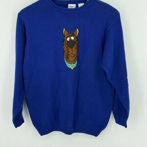 Warner Bros Studio Kids Scooby Doo Blue VTG 1997 Knit Sweater Size XL